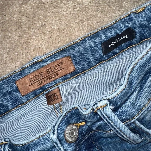 Judy Blue Distressed Straight Leg Jeans - Medium Blue - Picture 3 of 3